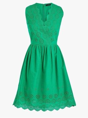 J. Crew Factory Green Eyelet Sleeveless Dress